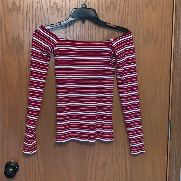 black off the shoulder long sleeve shirt